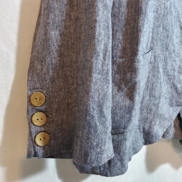 Juniper Blu Linen 2 Button Blue Blazer Jacket Pockets Sophisticated Size L - Picture 4 of 10